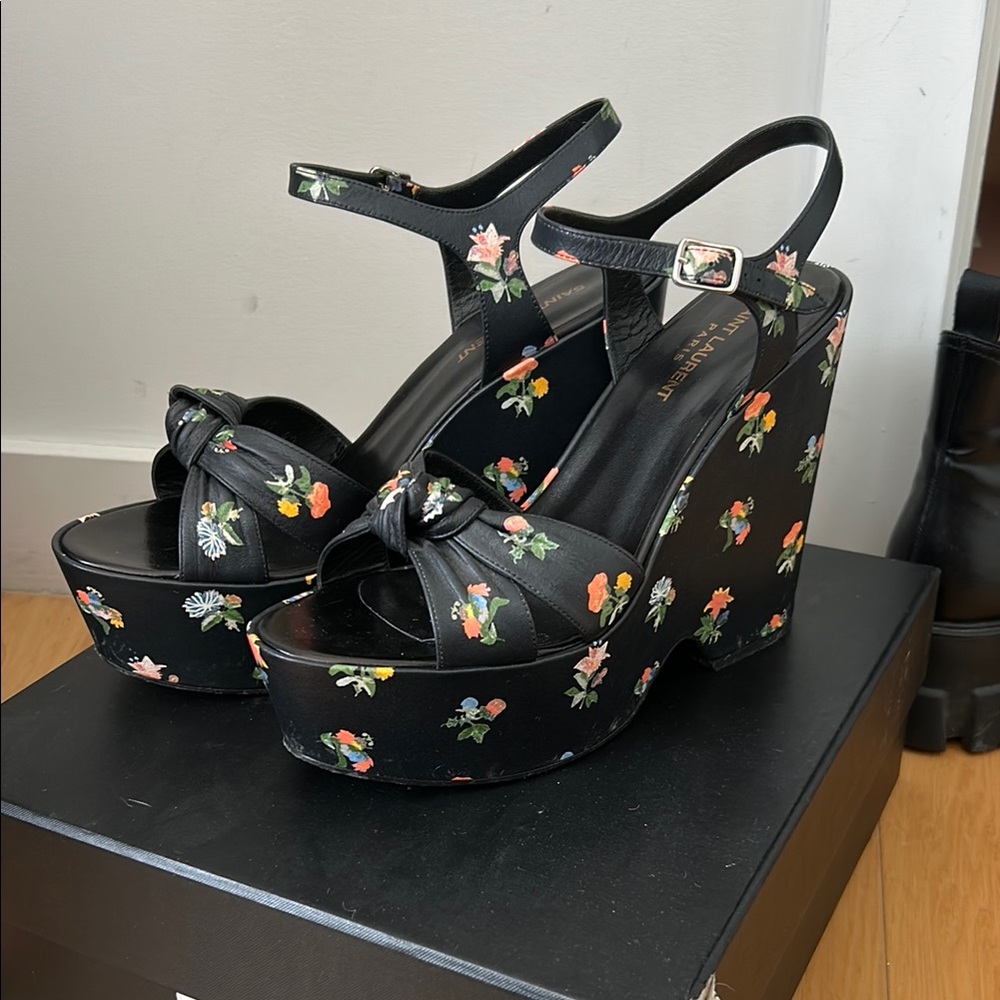 Saint Laurent floral wedges